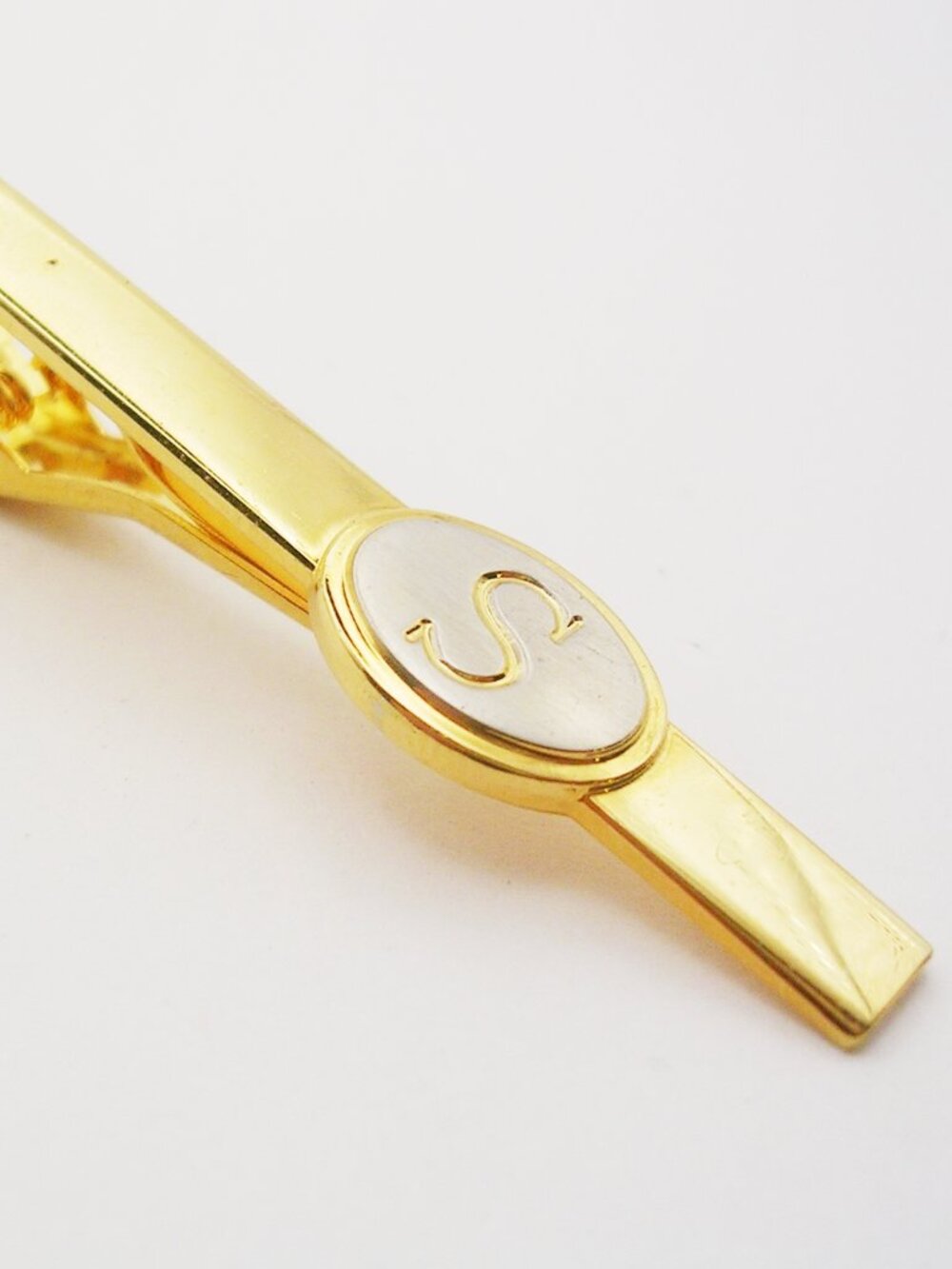 Vintage Initial S Tie Clip Bar classic Men Necktie Holder Formal Wear